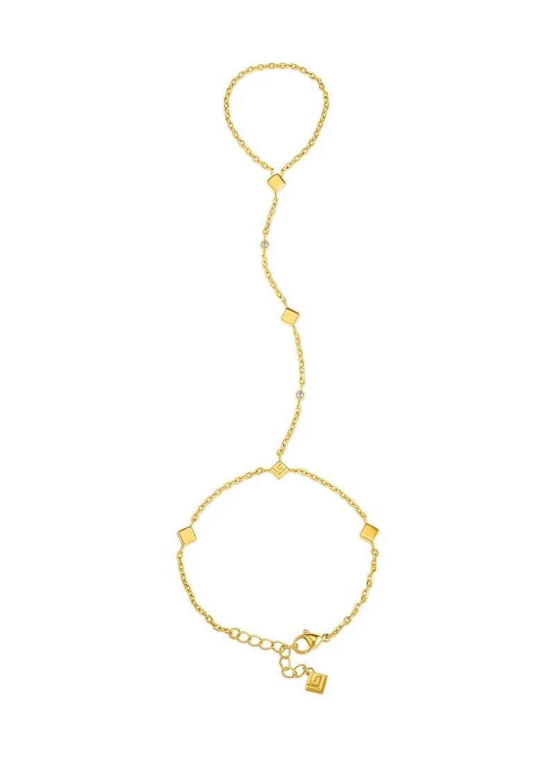 غاي لاروش Laury Gold plated Hand Bracelet with Logo and Crystals for Women